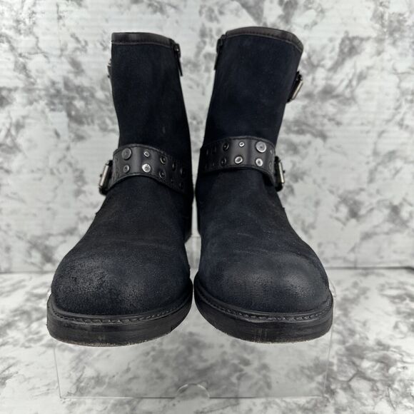 Vintage Foundry Co. Womens Miriam Biker Buckle Ankle Boots Size 9 Black Leather - Picture 5 of 9